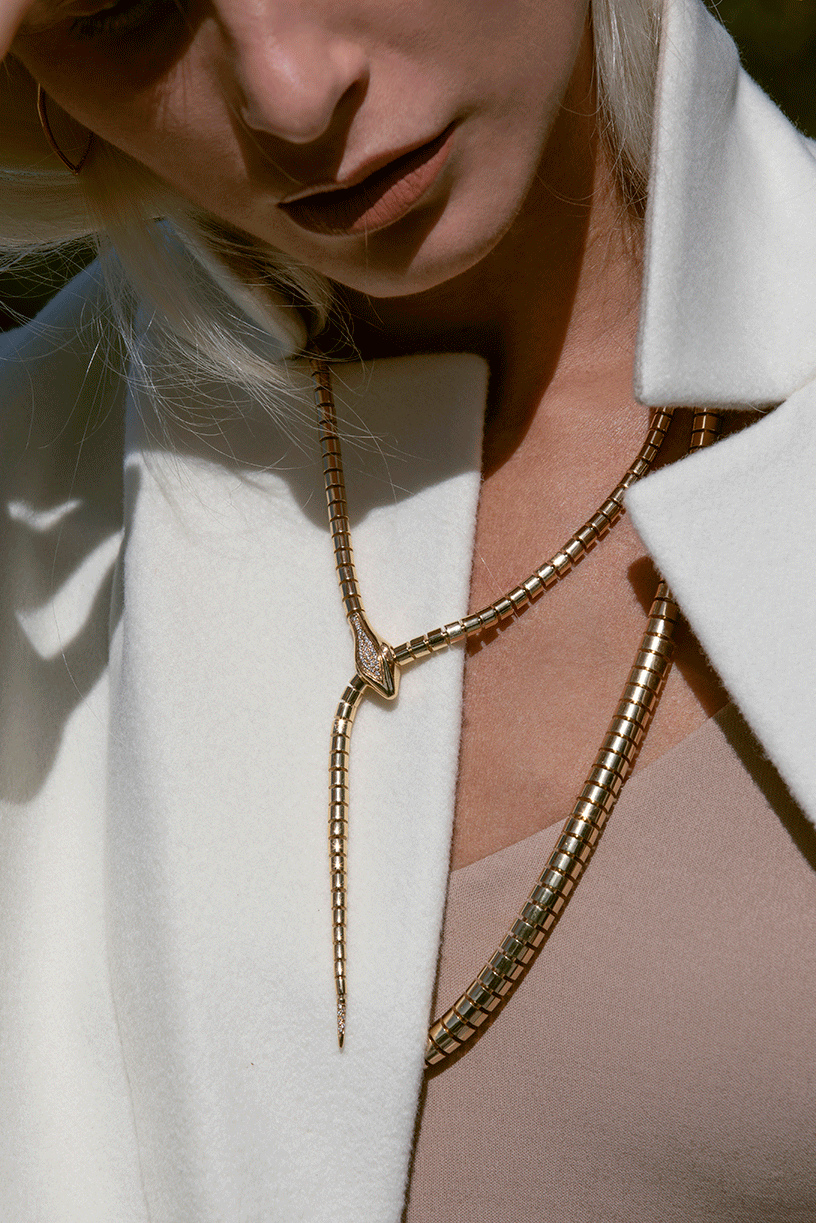 SIDNEY GARBER-Wrap Around Snake Lariat-YELLOW GOLD