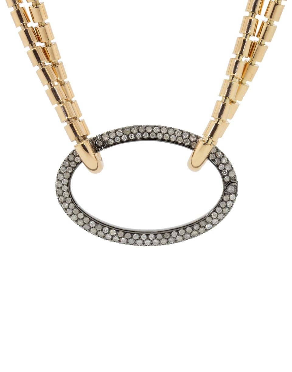 SIDNEY GARBER-Large Grey Diamond Oval Link Clasp-WHITE GOLD