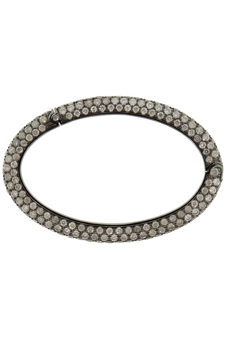 SIDNEY GARBER-Large Grey Diamond Oval Link Clasp-WHITE GOLD