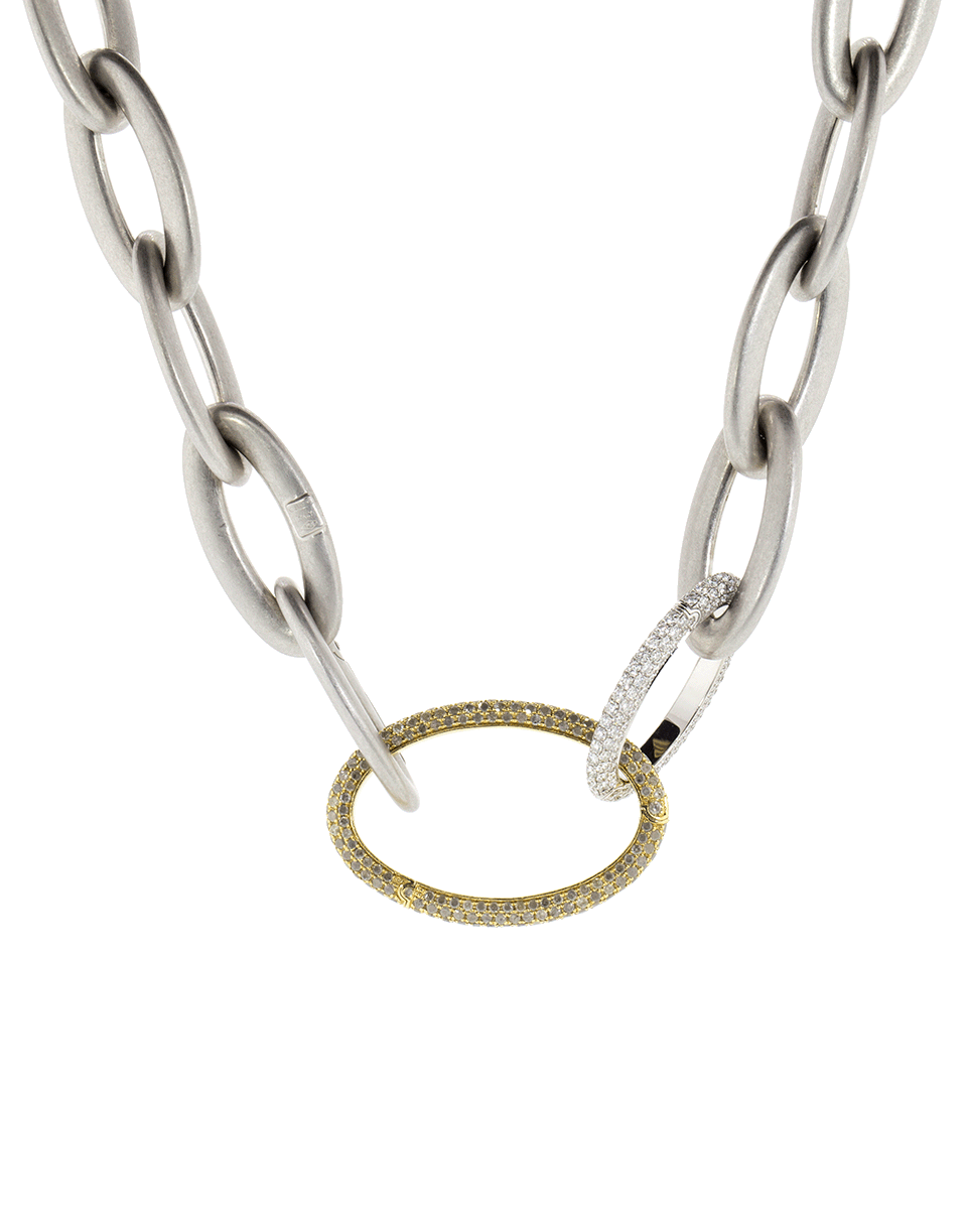 SIDNEY GARBER-Medium Diamond Pave Oval Link-WHITE GOLD