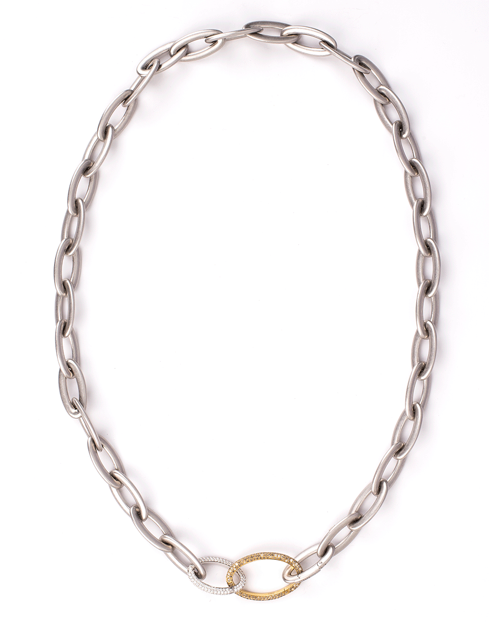 SIDNEY GARBER-Medium Diamond Pave Oval Link-WHITE GOLD