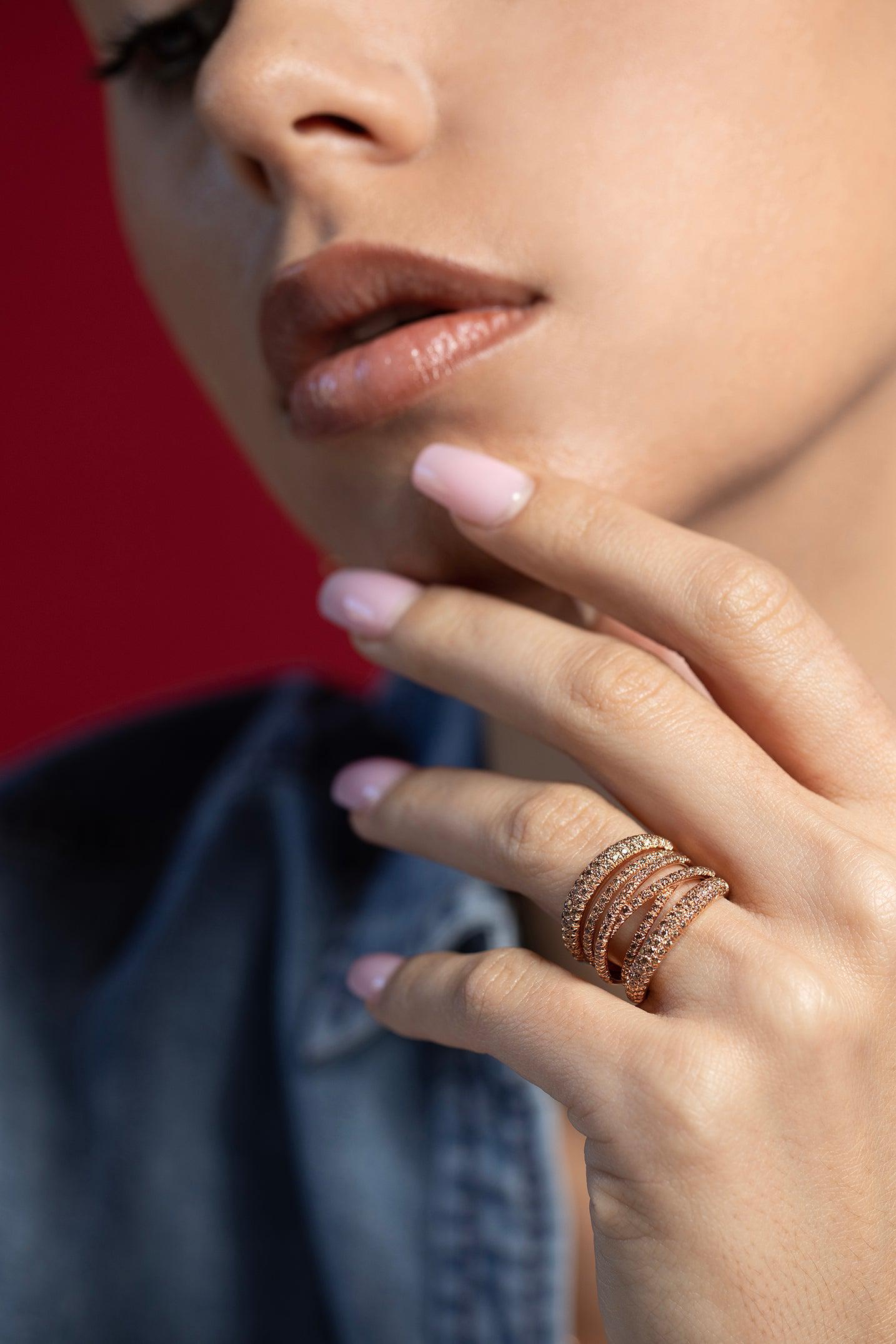 SIDNEY GARBER-Cognac Diamond Scribble Band-ROSE GOLD