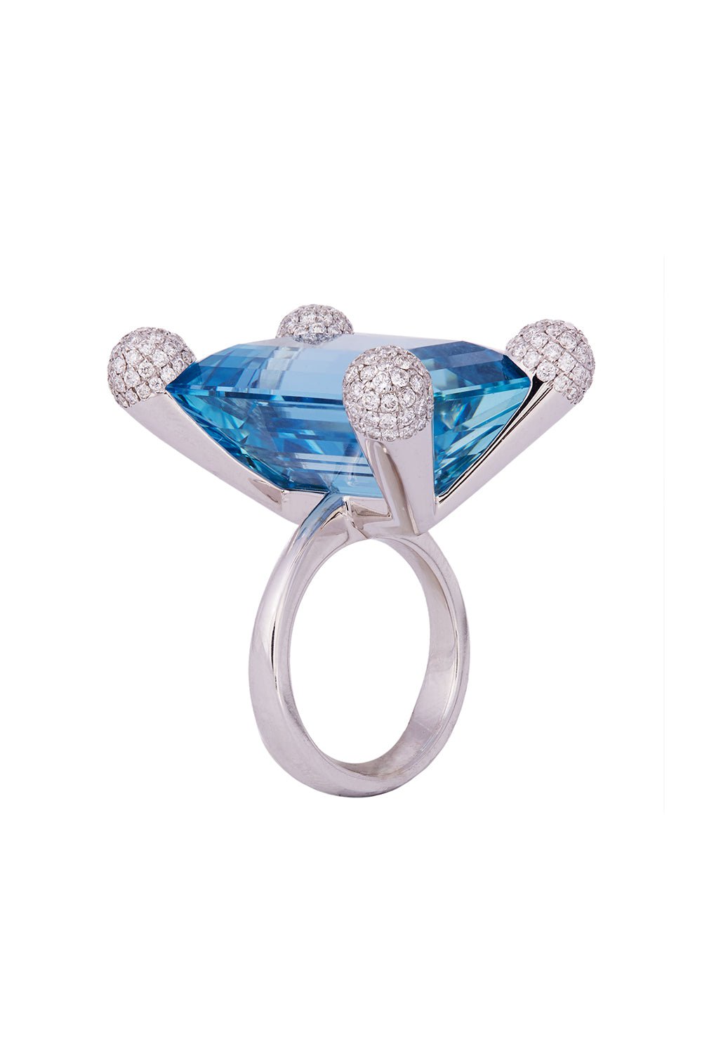 SIDNEY GARBER-Aqua Round Diamond Ring-WHITE GOLD