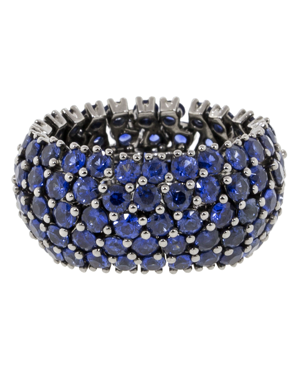 SIDNEY GARBER-Sapphire Wide Flexible Ring-WHITE GOLD