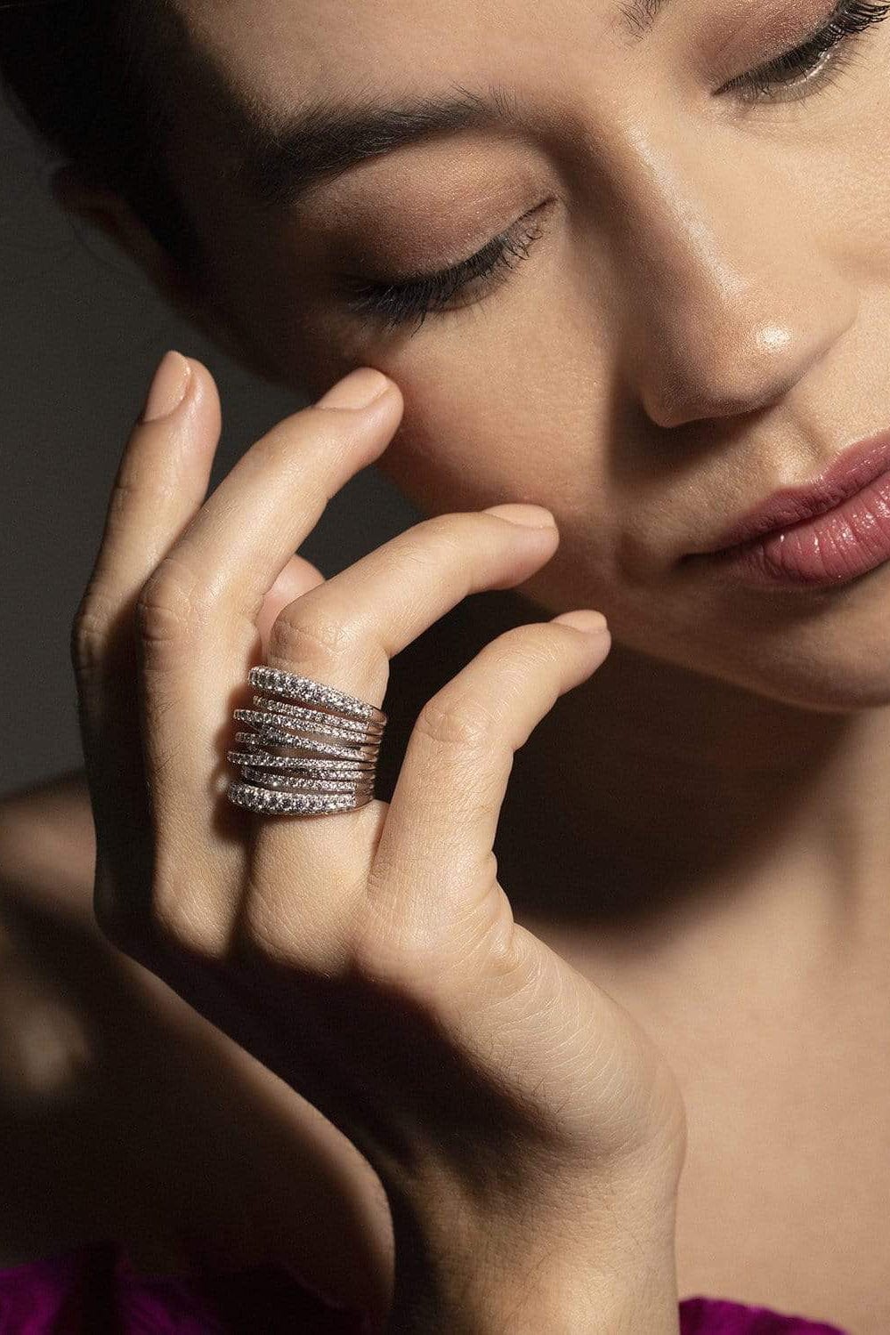 SIDNEY GARBER-Tall Scribble Ring - White Gold-WHITE GOLD