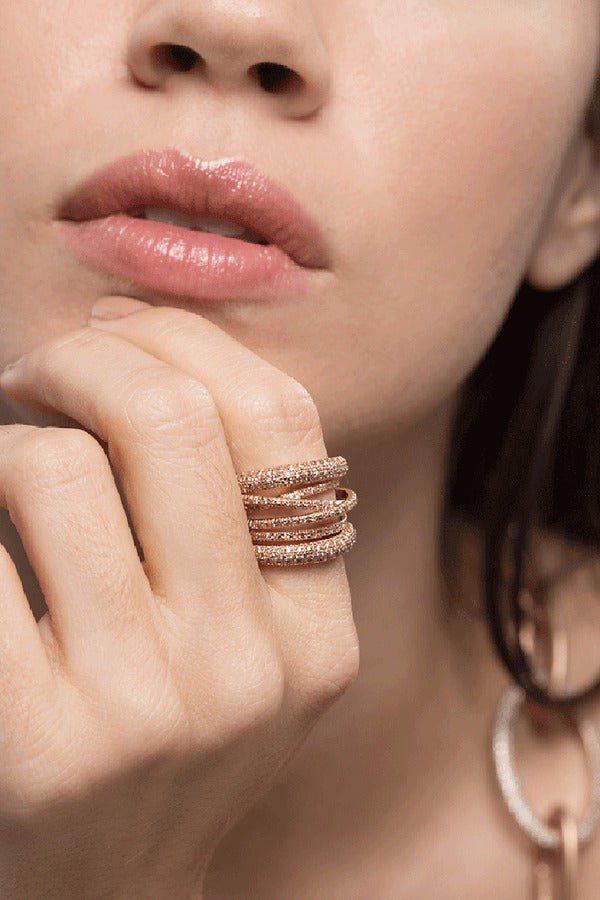 SIDNEY GARBER-Mixed Metal Diamond Scribble Ring-YELLOW GOLD