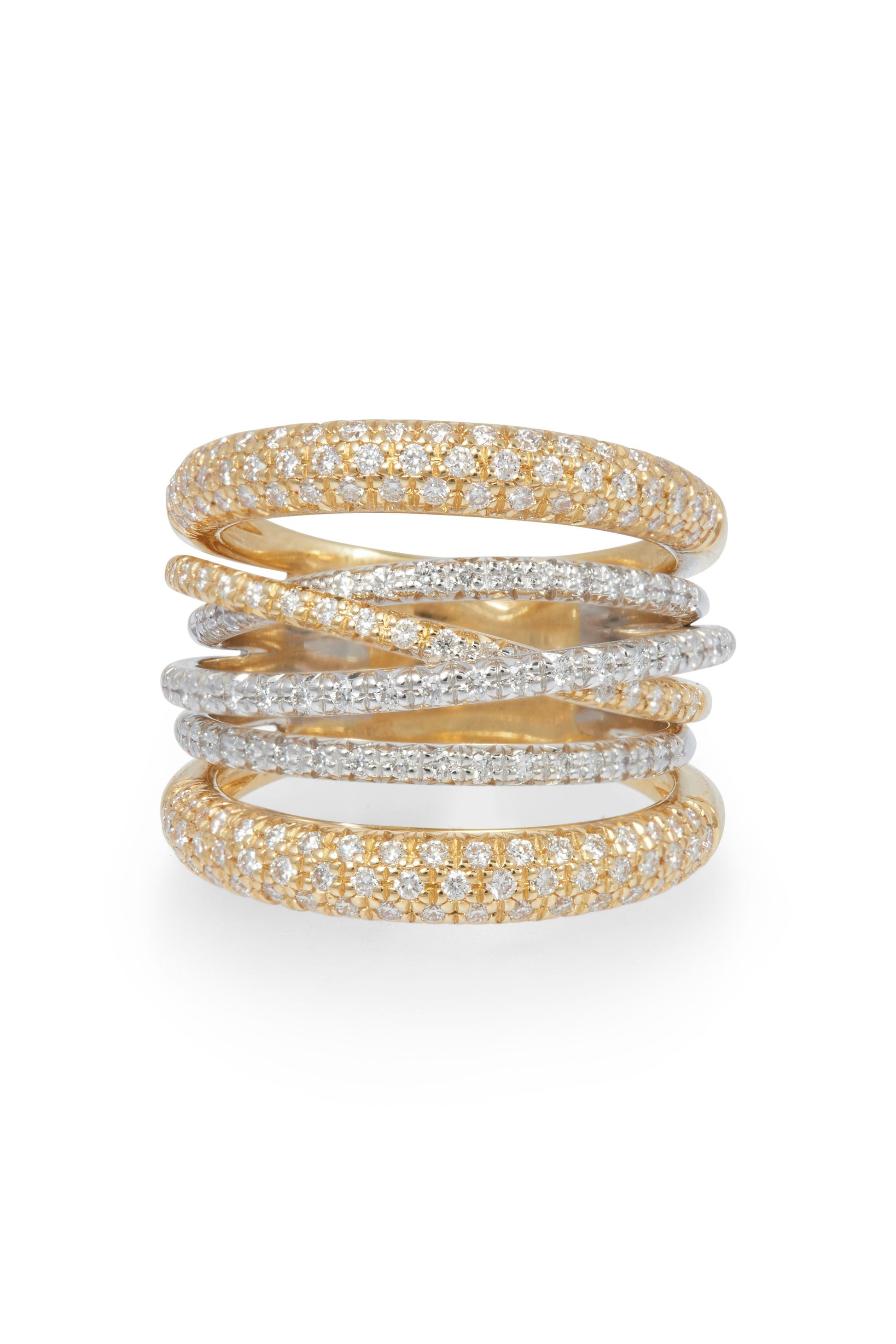 SIDNEY GARBER-Mixed Metal Diamond Scribble Ring-YELLOW GOLD