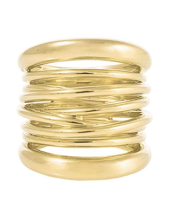 SIDNEY GARBER-Tall Gold Scribble Ring-YELLOW GOLD