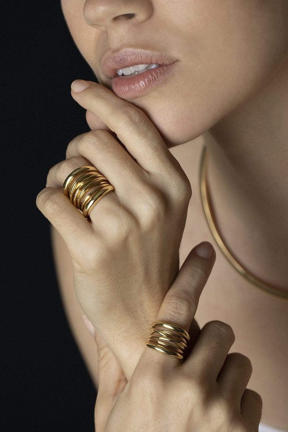 SIDNEY GARBER-Polished Scribble Band Ring - Yellow Gold-YELLOW GOLD