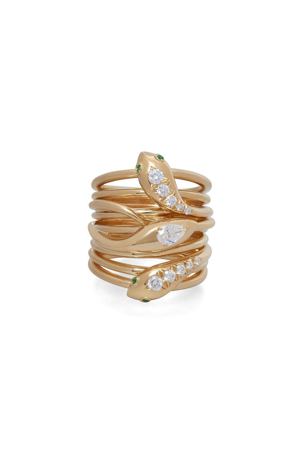 Three Headed Serpentine Ring-YELLOW GOLD-8.5-JEWELRYFINE JEWELRING-SIDNEY GARBER
