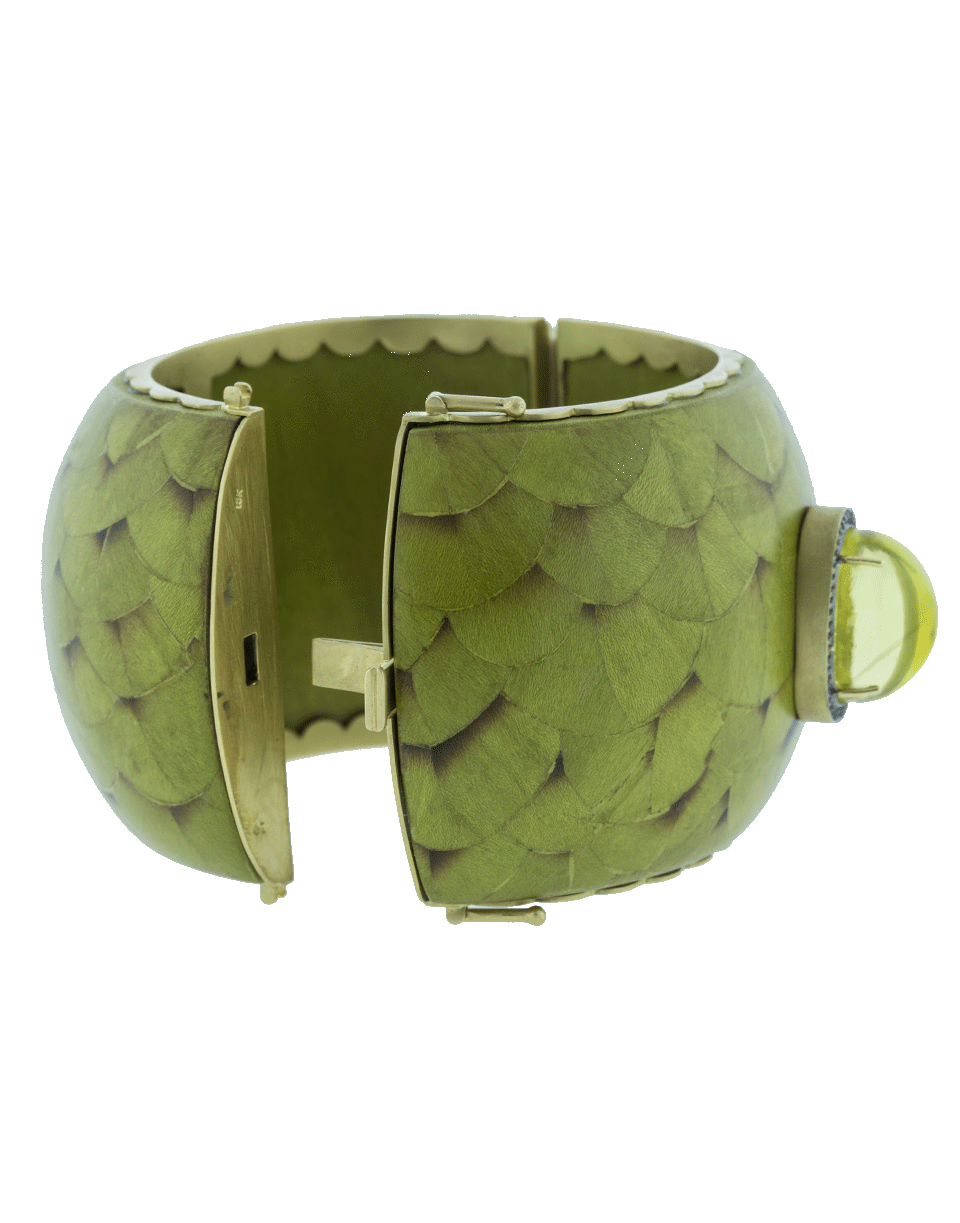 SILVIA FURMANOVICH-Marquetry Louro Abacate Wood Bracelet-YELLOW GOLD