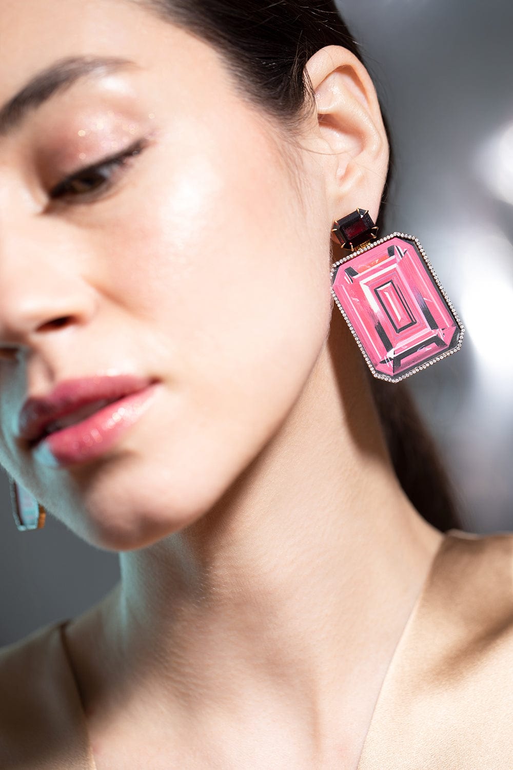 SILVIA FURMANOVICH-Garnet Mini Painting Earrings-ROSE GOLD