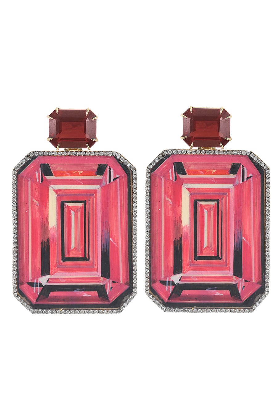 SILVIA FURMANOVICH-Garnet Mini Painting Earrings-ROSE GOLD