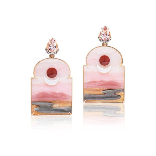 Pink Opal Alabaster Sky Print Window Earrings-ROSE GOLD-JEWELRYFINE JEWELEARRING-SILVIA FURMANOVICH