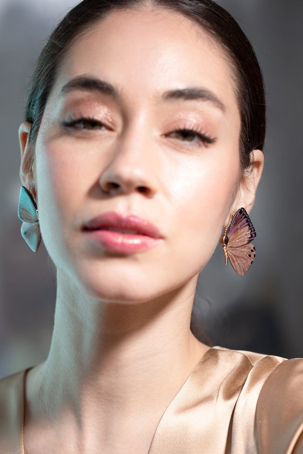 SILVIA FURMANOVICH-Purple Butterfly Earrings-ROSE GOLD