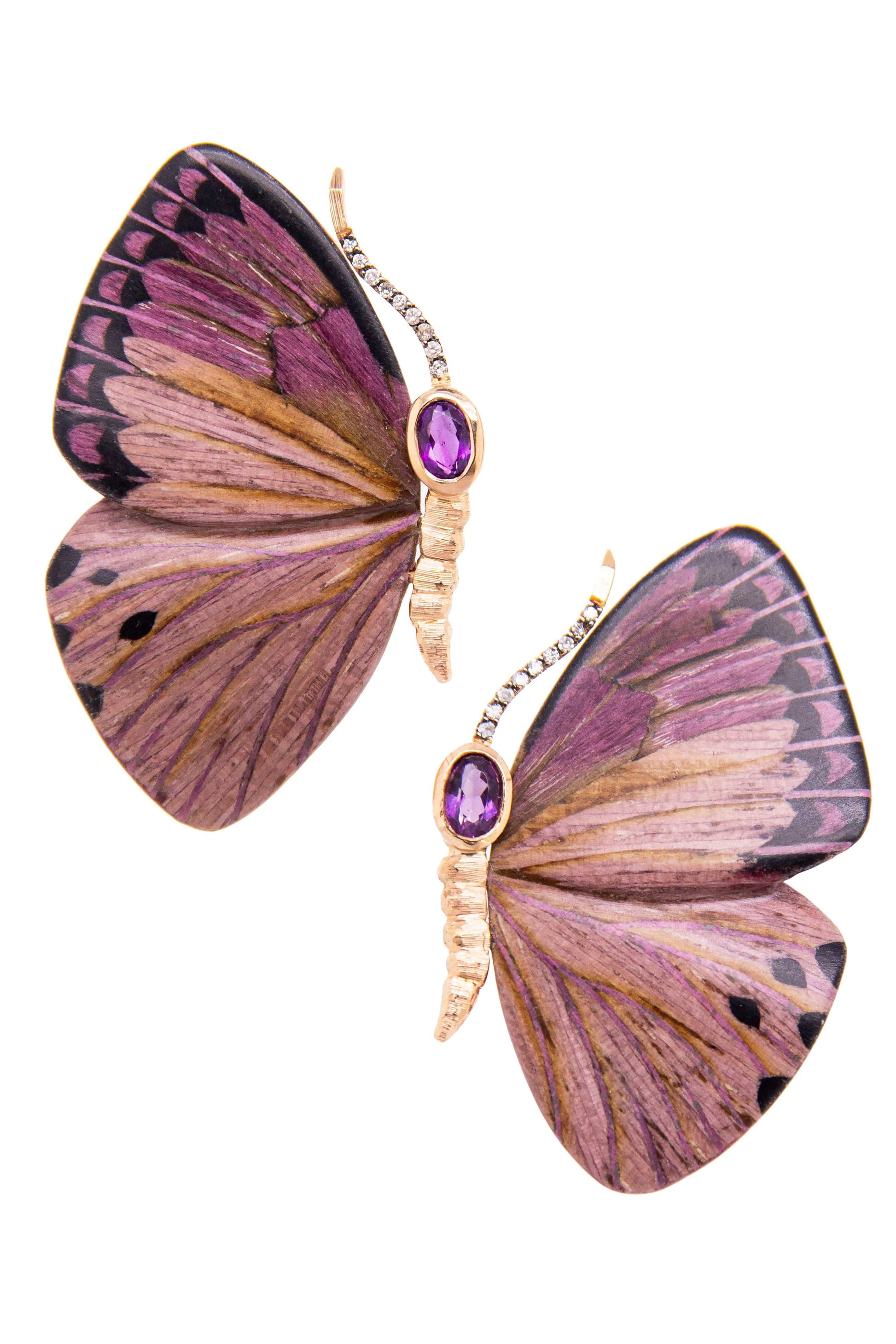 SILVIA FURMANOVICH-Purple Butterfly Earrings-ROSE GOLD