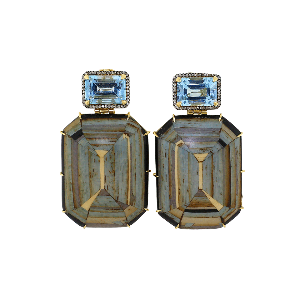 SILVIA FURMANOVICH-Blue Marquetry Diamond & Topaz Earrings-WHITE GOLD