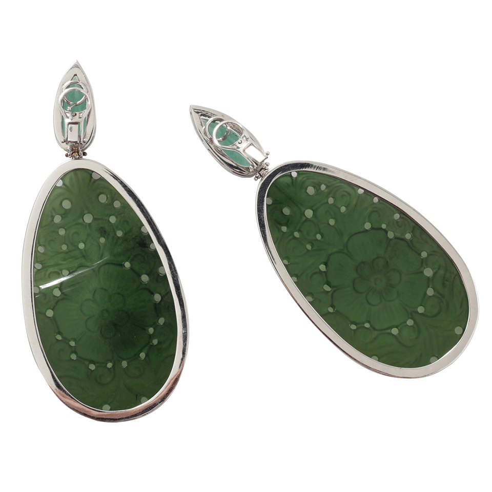 SILVIA FURMANOVICH-Carved Green Tourmaline Earrings-WHITE GOLD
