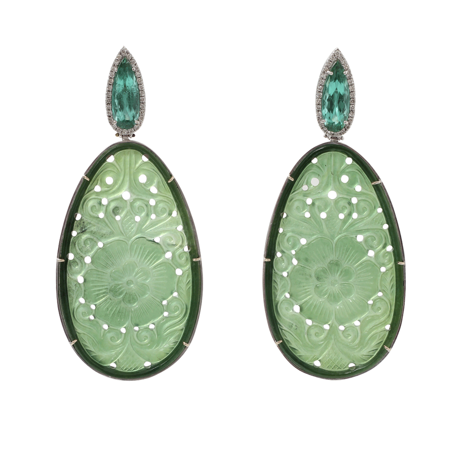 SILVIA FURMANOVICH-Carved Green Tourmaline Earrings-WHITE GOLD