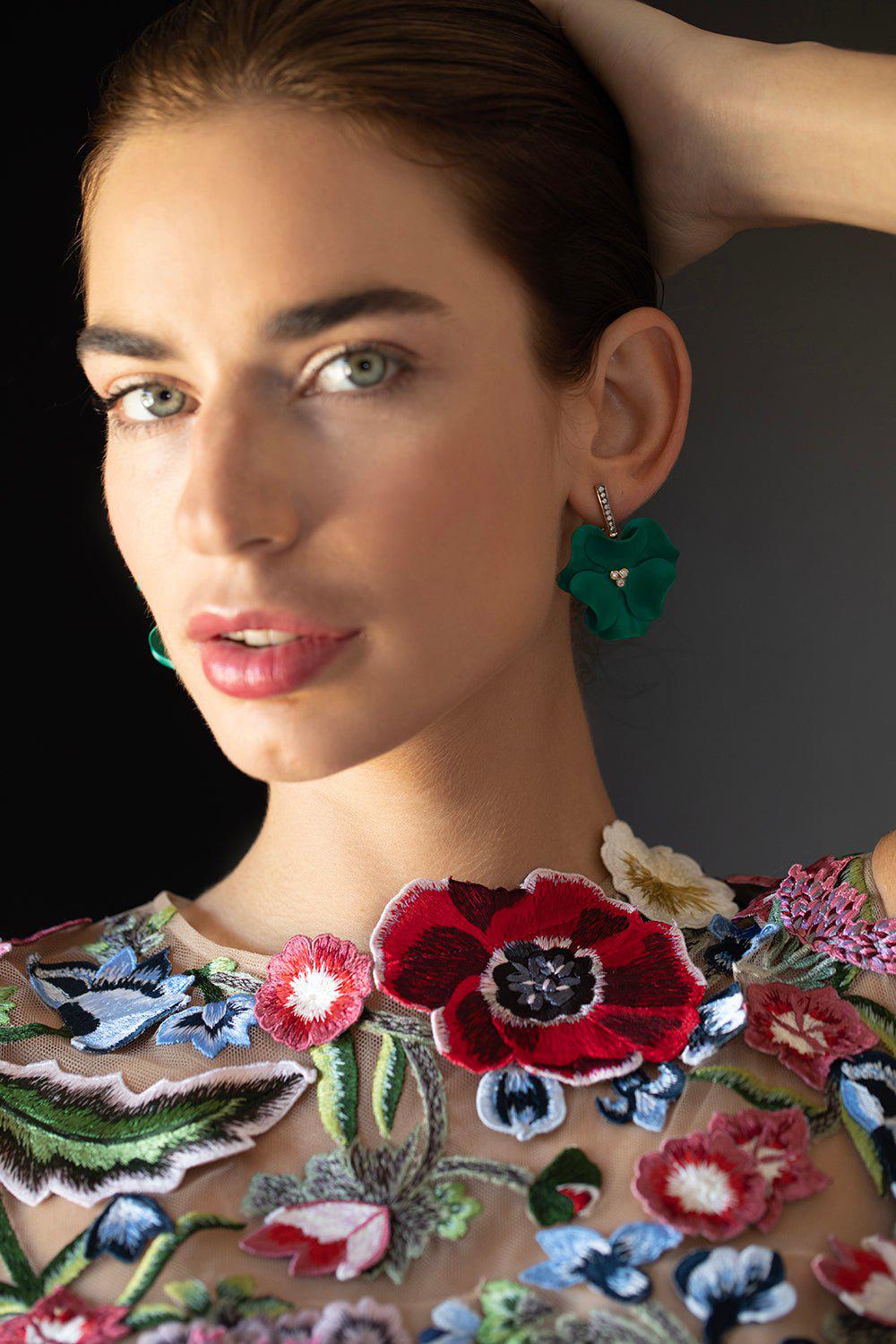 SILVIA FURMANOVICH-Aluminum Flower Earrings-YELLOW GOLD