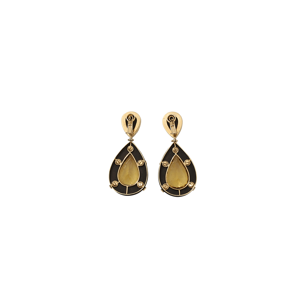 SILVIA FURMANOVICH-Beryl And Ebony Wood Earrings-YELLOW GOLD