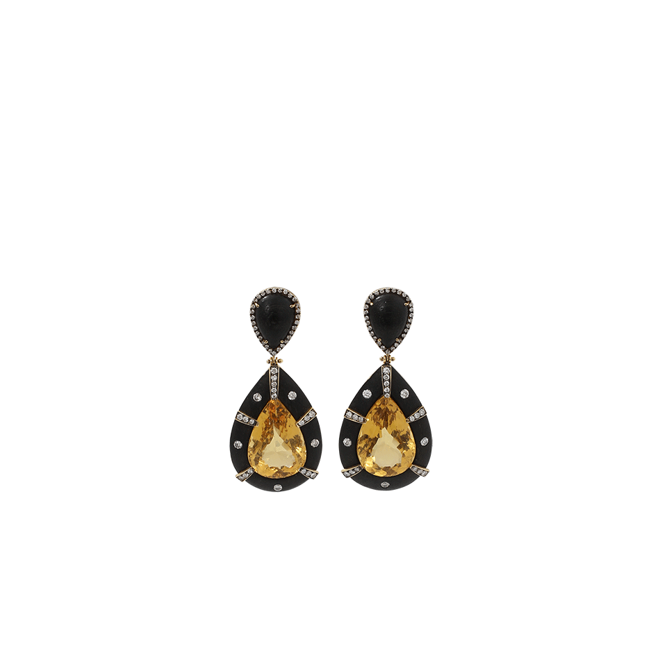 SILVIA FURMANOVICH-Beryl And Ebony Wood Earrings-YELLOW GOLD
