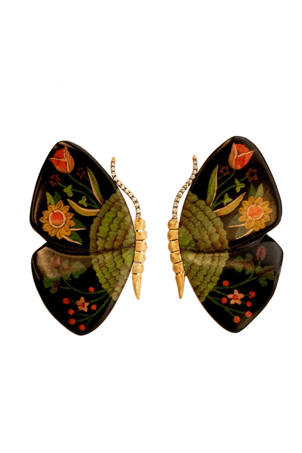 Black Marquetry Butterfly Earrings JEWELRYFINE JEWELEARRING SILVIA FURMANOVICH   