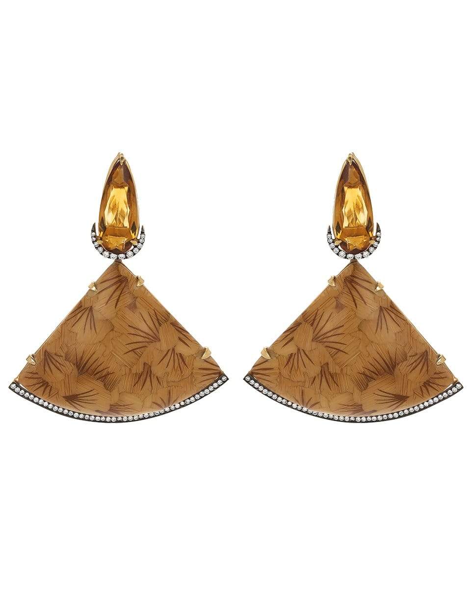 SILVIA FURMANOVICH-Citrine Ginkgo Fan Earrings-YELLOW GOLD
