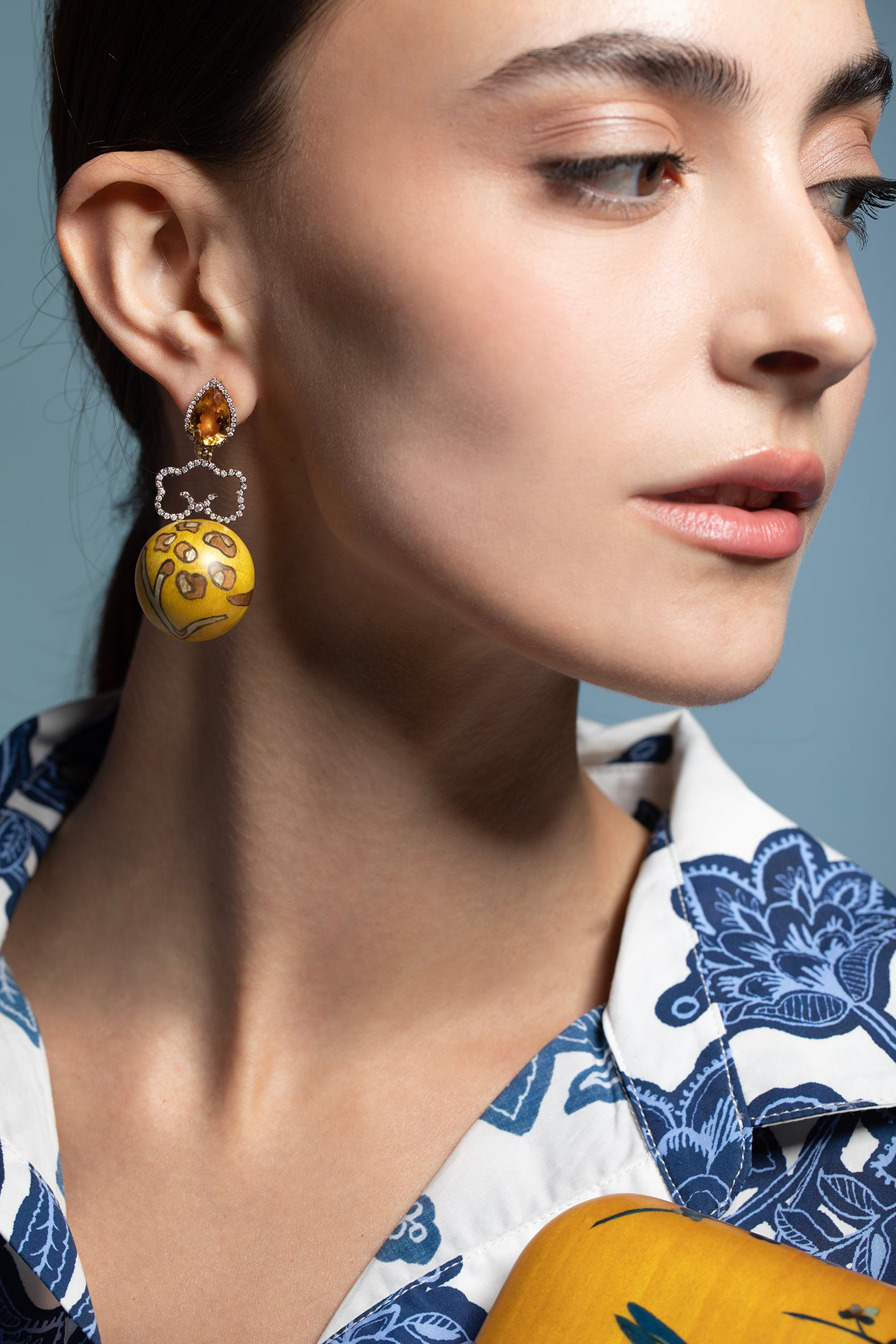 SILVIA FURMANOVICH-Citrine Silk Road Marquetry Earrings-YELLOW GOLD