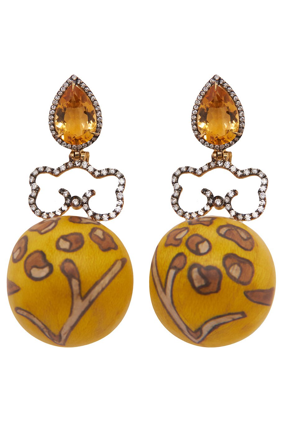 SILVIA FURMANOVICH-Citrine Silk Road Marquetry Earrings-YELLOW GOLD