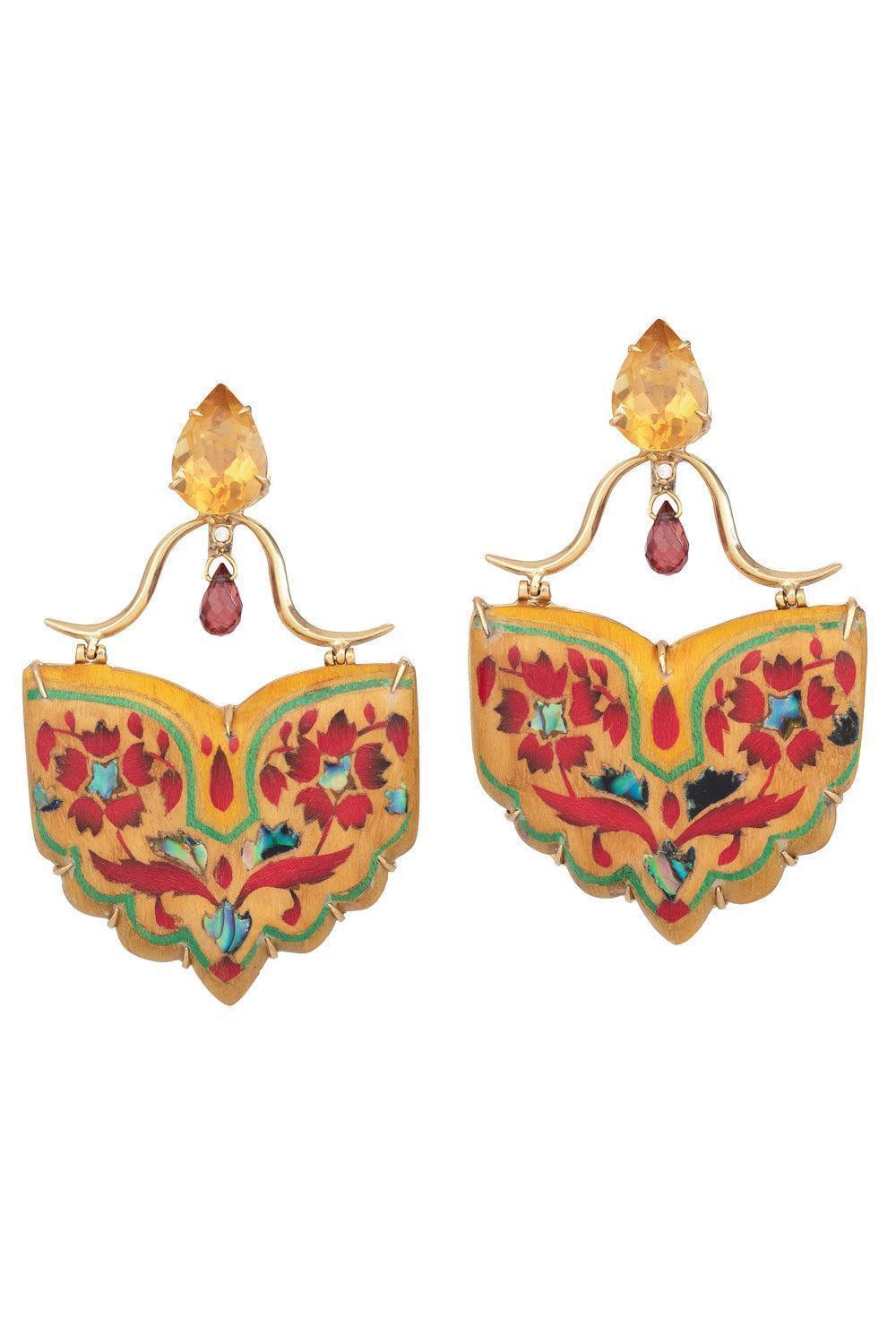 Diamond Abalone Wing Marquetry Earrings-YELLOW GOLD-JEWELRYFINE JEWELEARRING-SILVIA FURMANOVICH