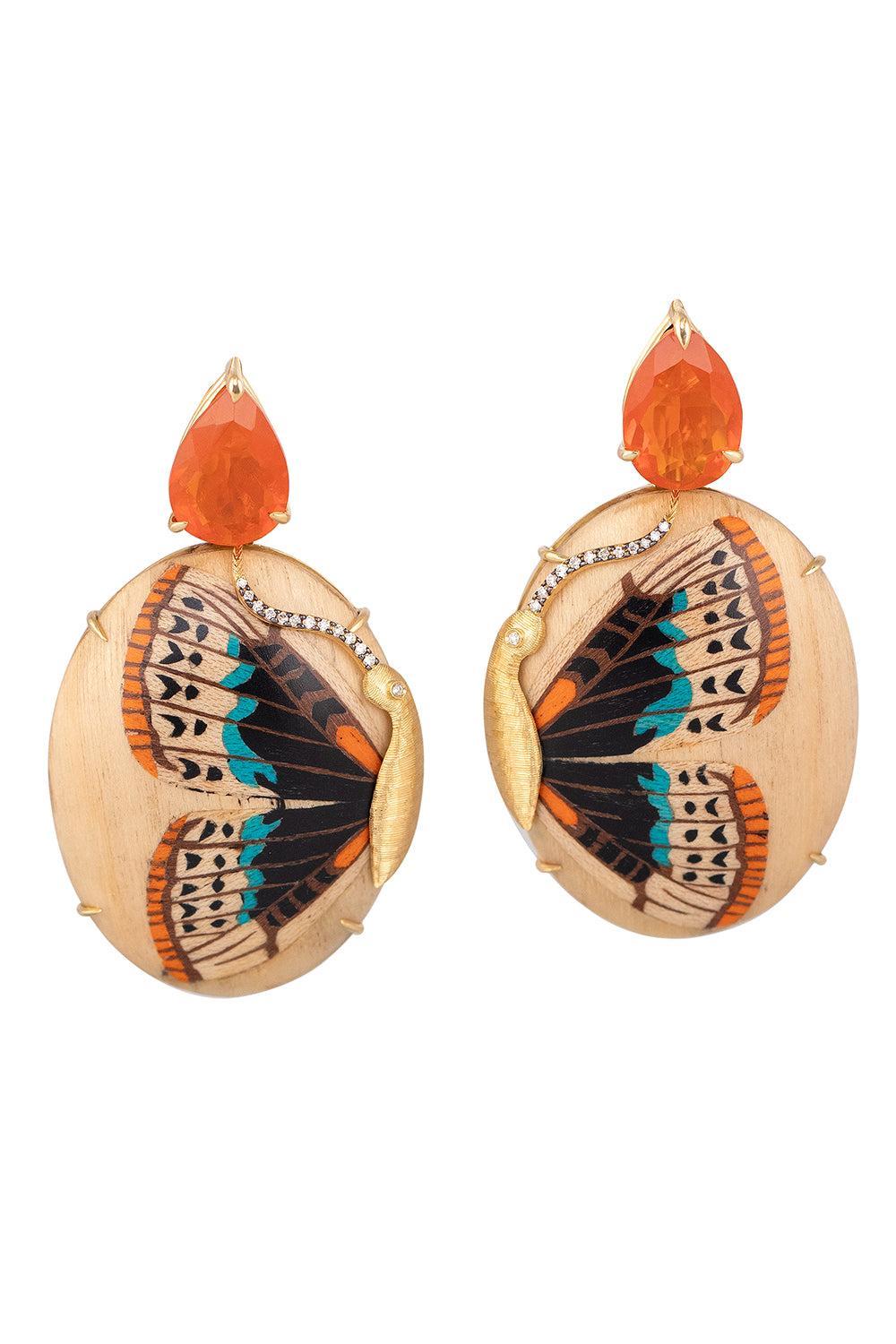 Diamond Fire Opal Marquetry Earrings-YELLOW GOLD-JEWELRYFINE JEWELEARRING-SILVIA FURMANOVICH