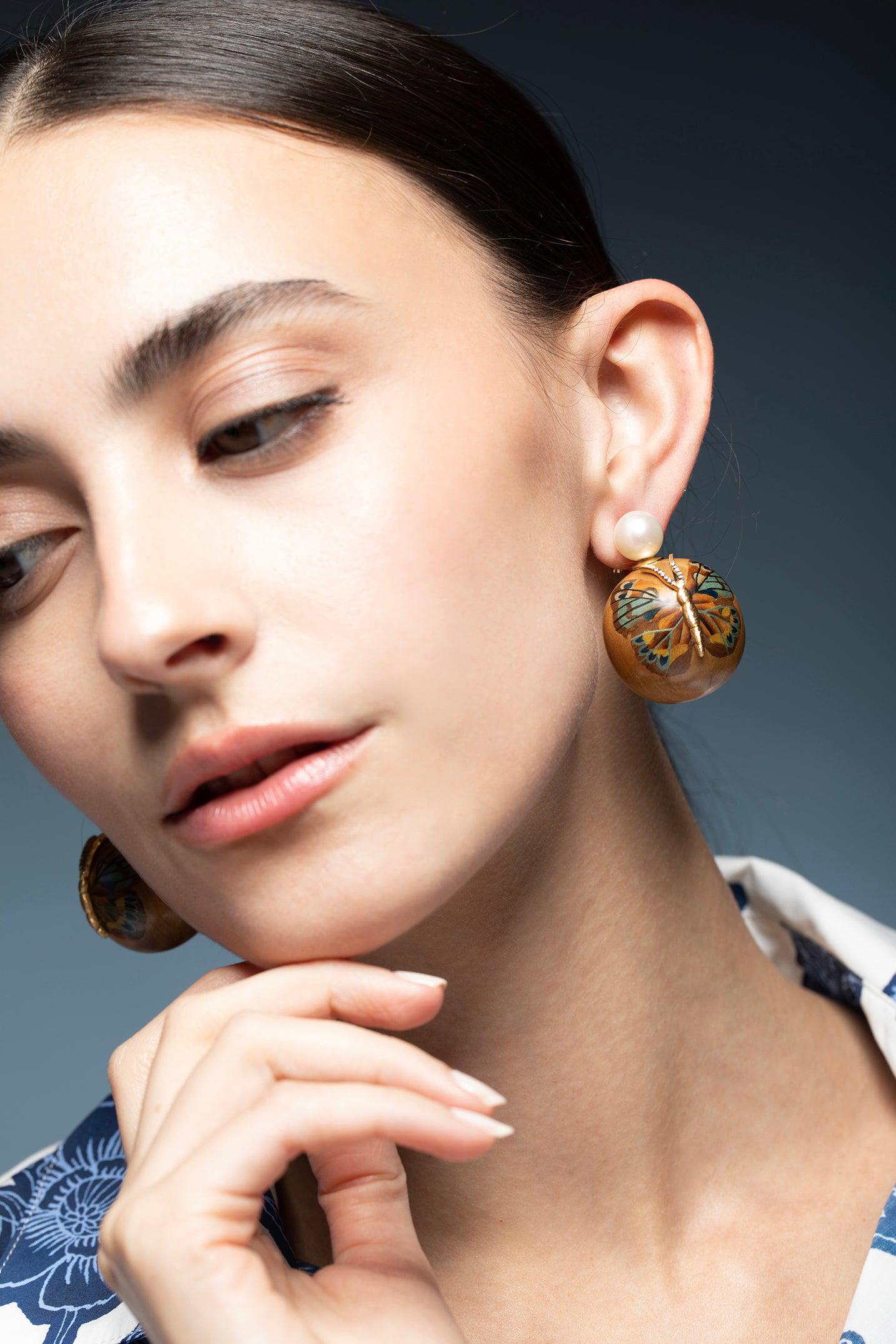 SILVIA FURMANOVICH-Diamond Marquetry Earrings-YELLOW GOLD