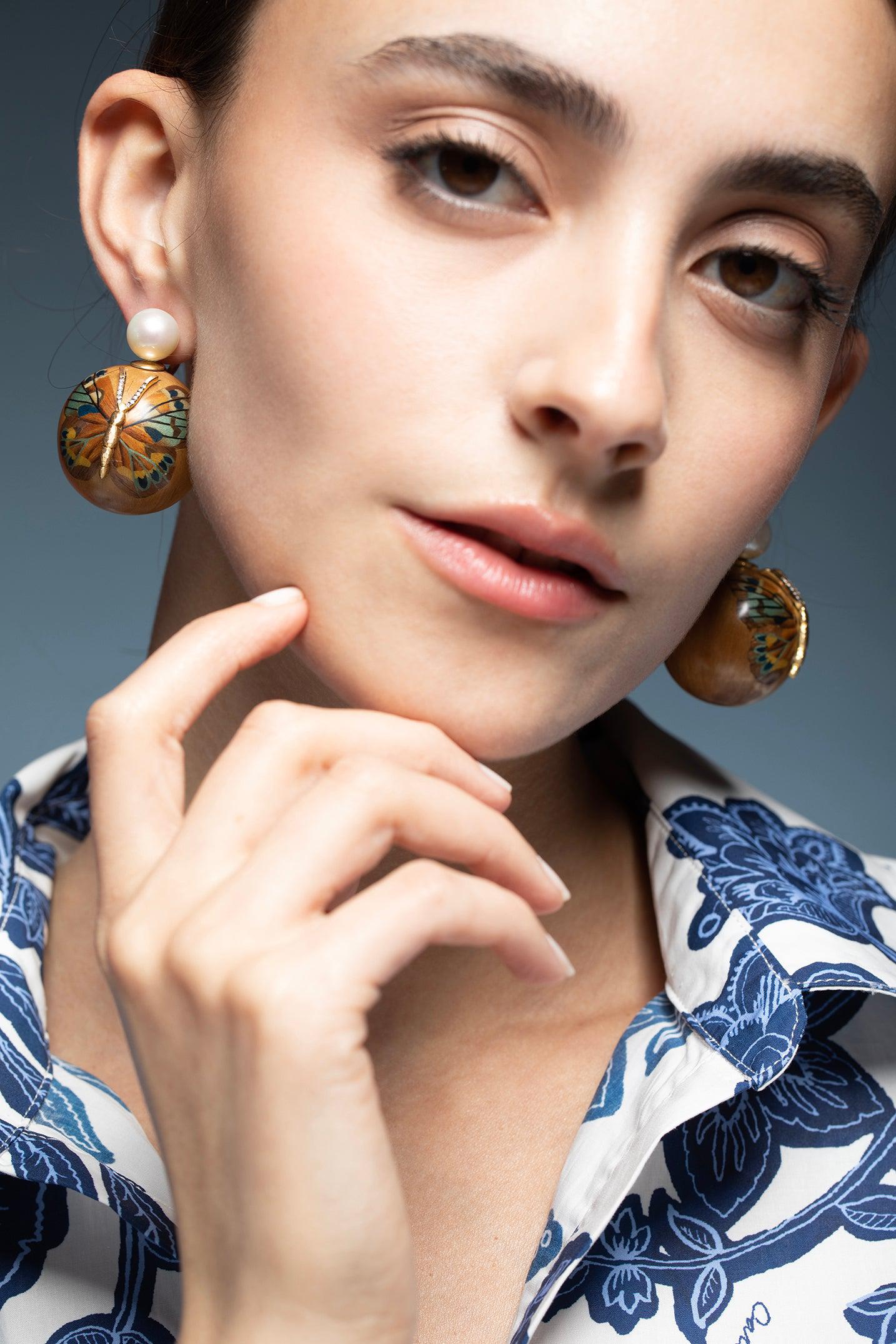 SILVIA FURMANOVICH-Diamond Marquetry Earrings-YELLOW GOLD