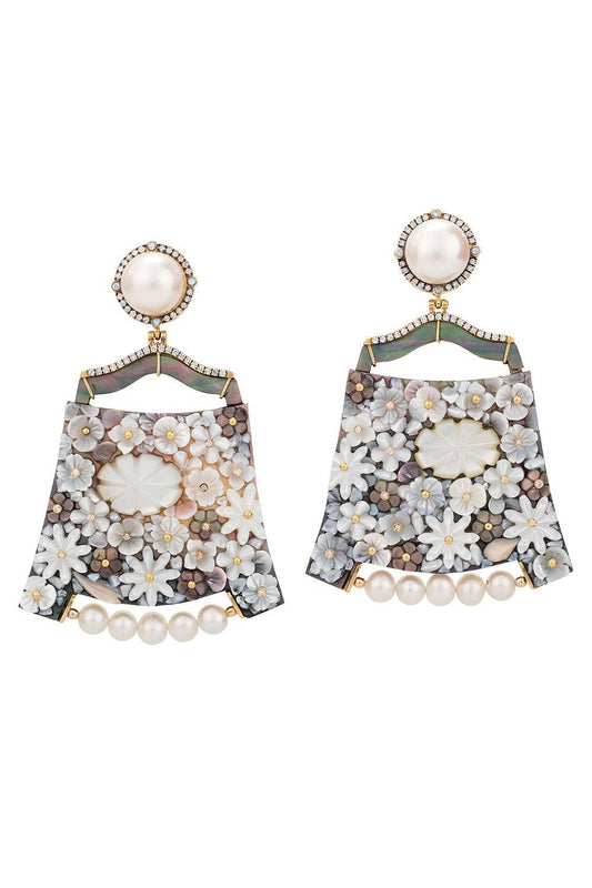 Diamond Shibayama Drop Earrings-YELLOW GOLD-JEWELRYFINE JEWELEARRING-SILVIA FURMANOVICH