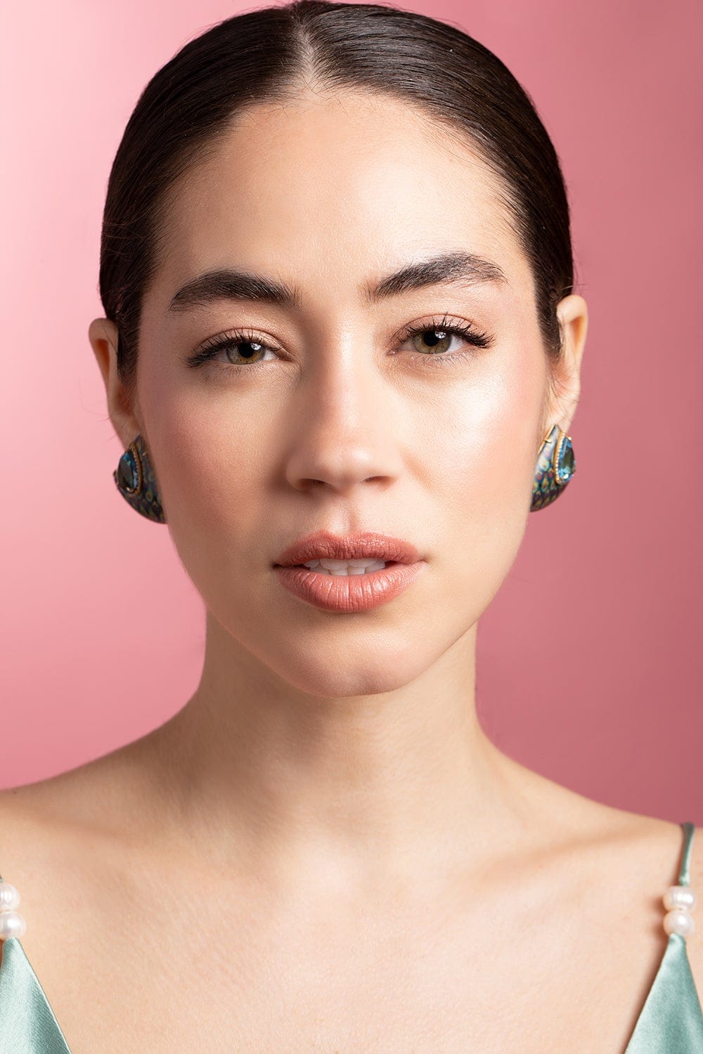 SILVIA FURMANOVICH-Egypt Marquetry Blue Topaz Earrings-YELLOW GOLD