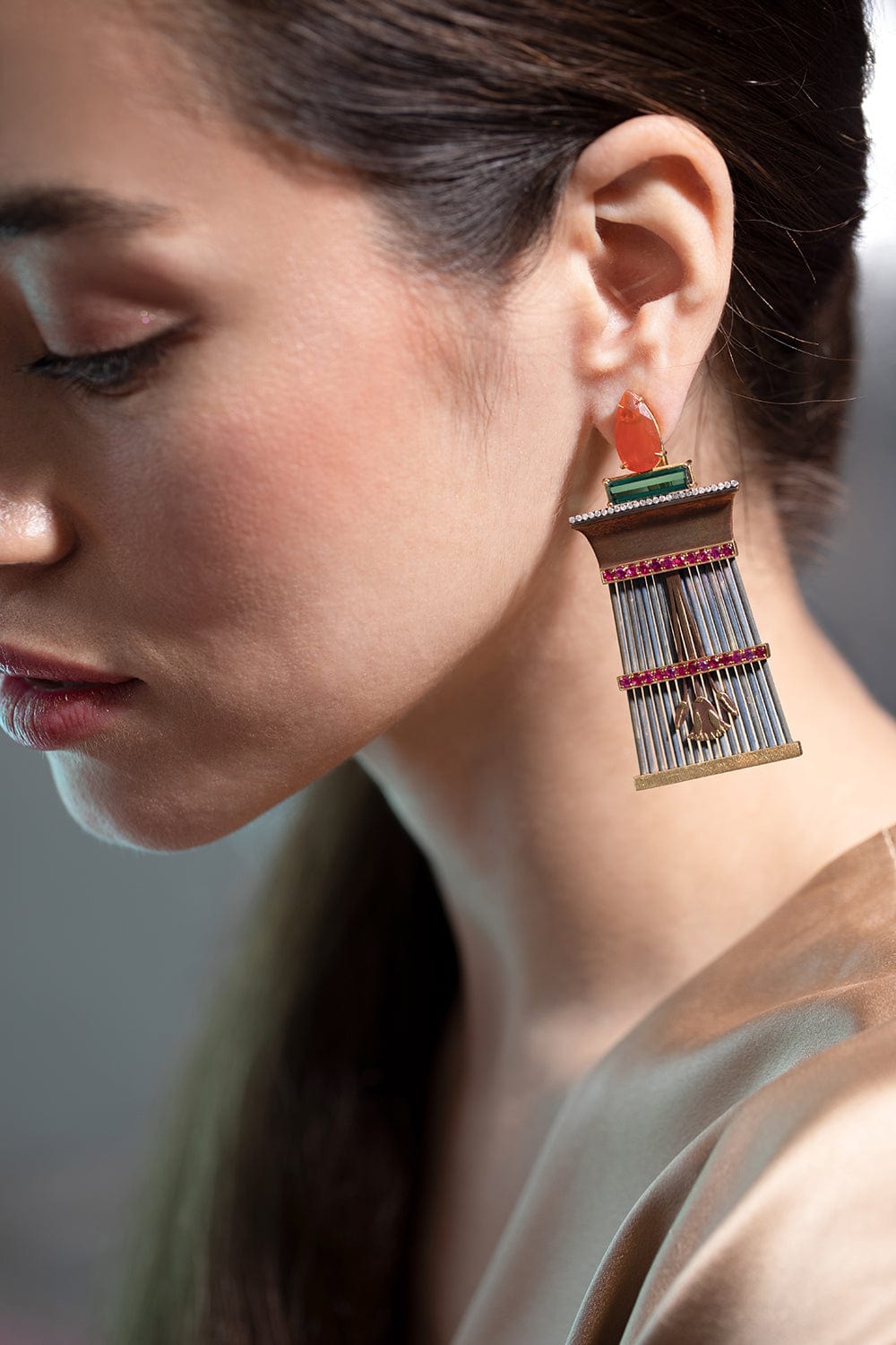 SILVIA FURMANOVICH-Egypt Marquetry Earrings-YELLOW GOLD