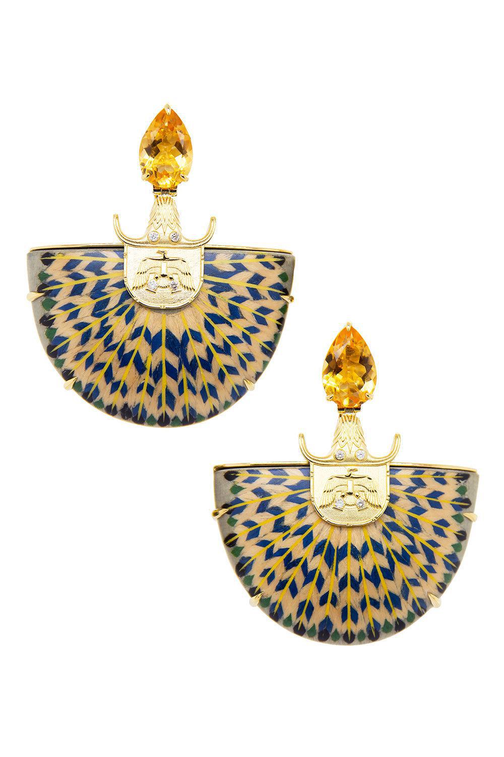 Egypt Marquetry Earrings-YELLOW GOLD-JEWELRYFINE JEWELEARRING-SILVIA FURMANOVICH