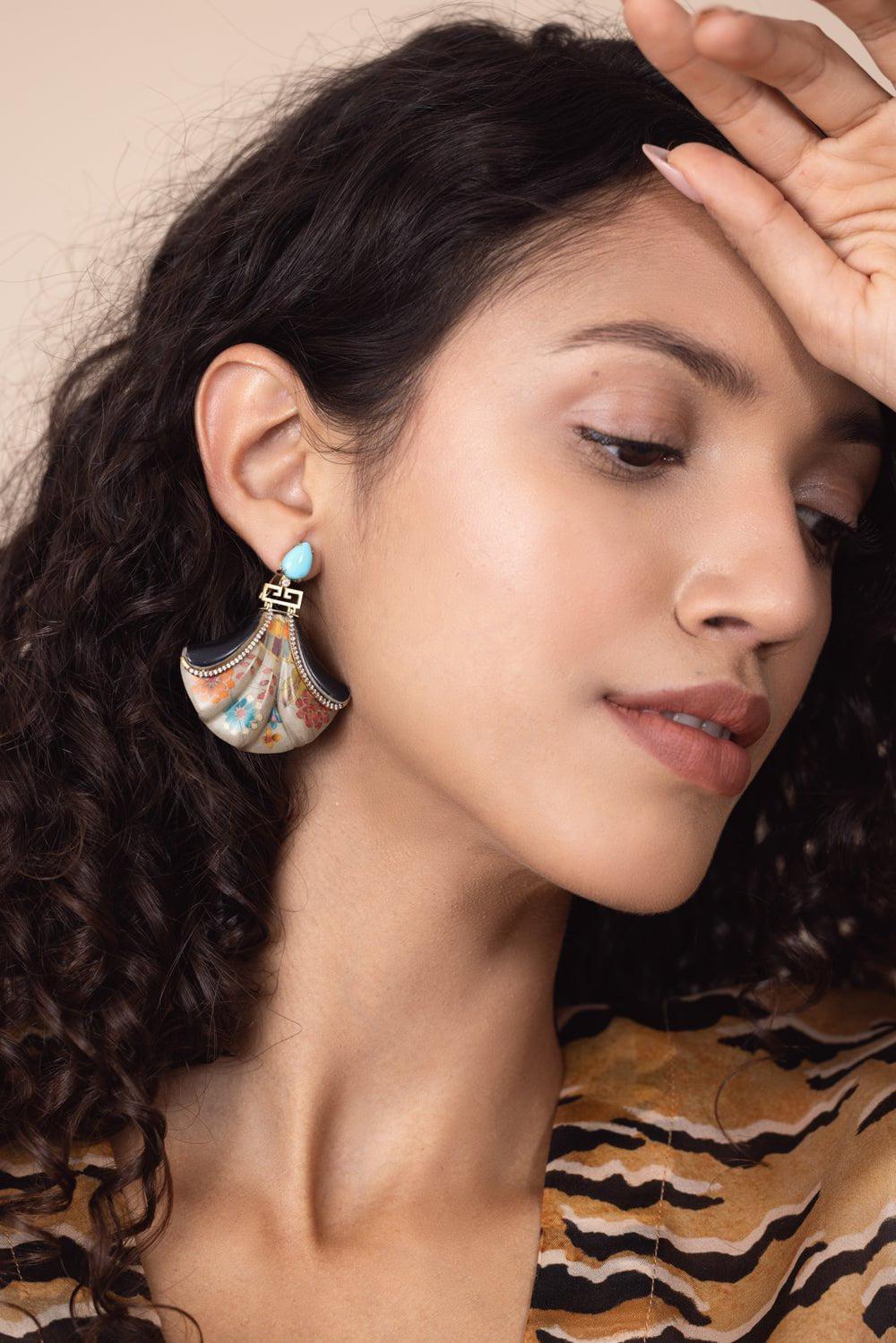 SILVIA FURMANOVICH-Flower Marquetry Earrings-YELLOW GOLD