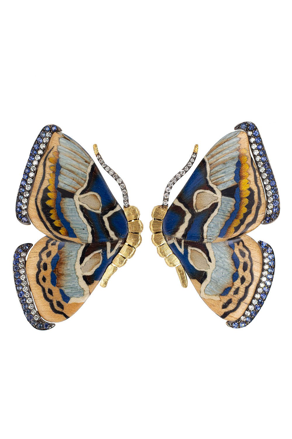 SILVIA FURMANOVICH-Marquetry Butterfly Earrings-YELLOW GOLD