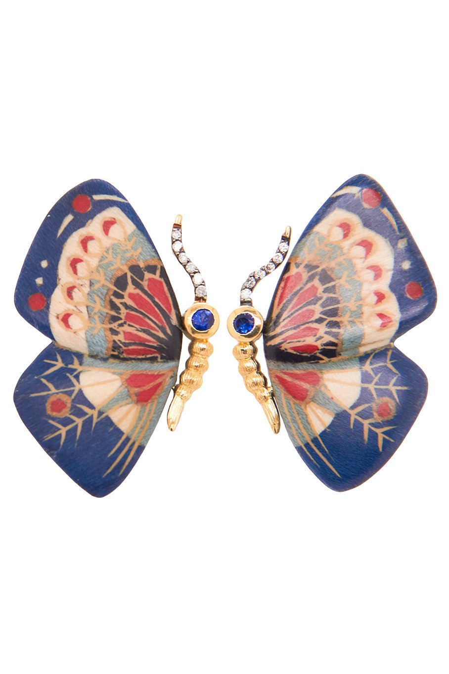 SILVIA FURMANOVICH-Marquetry Butterfly Earrings-YELLOW GOLD