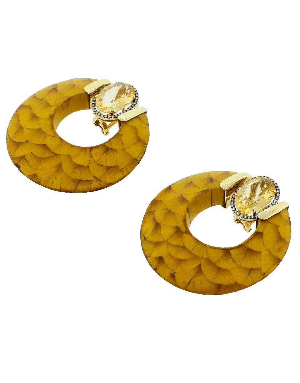 SILVIA FURMANOVICH-Marquetry Hoop Earrings-YELLOW GOLD
