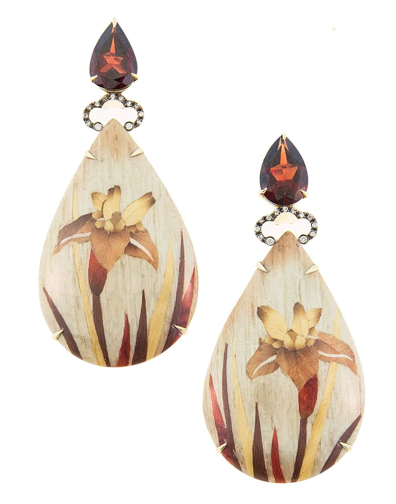 SILVIA FURMANOVICH-Marquetry Iris Earrings-YELLOW GOLD