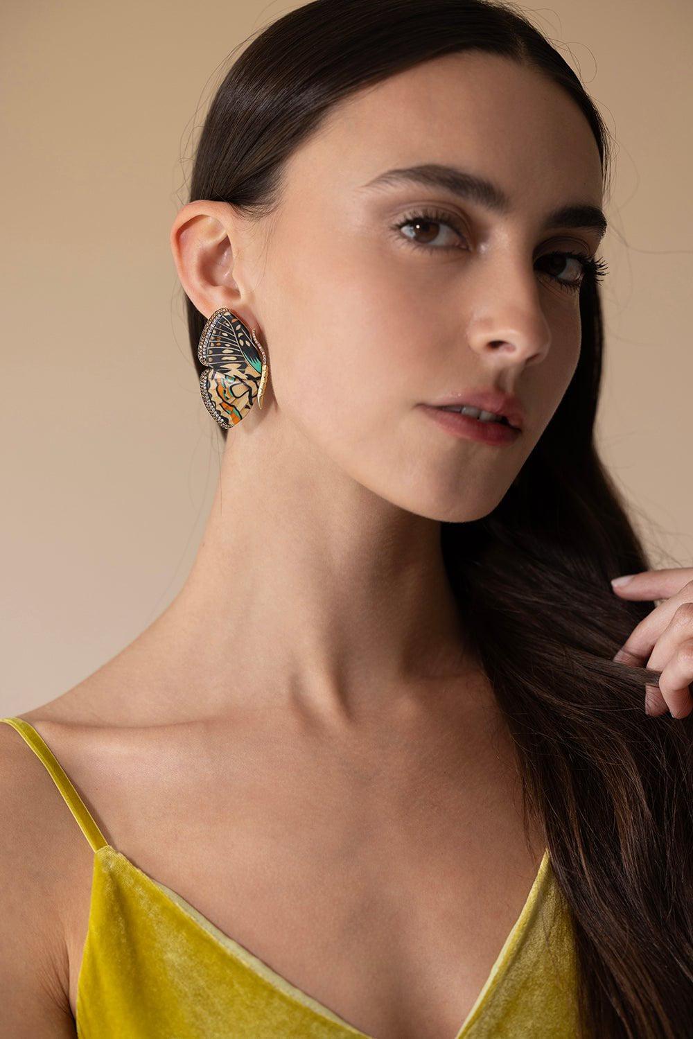 Marquetry Neutral Butterfly Earrings | SILVIA FURMANOVICH – Marissa  Collections