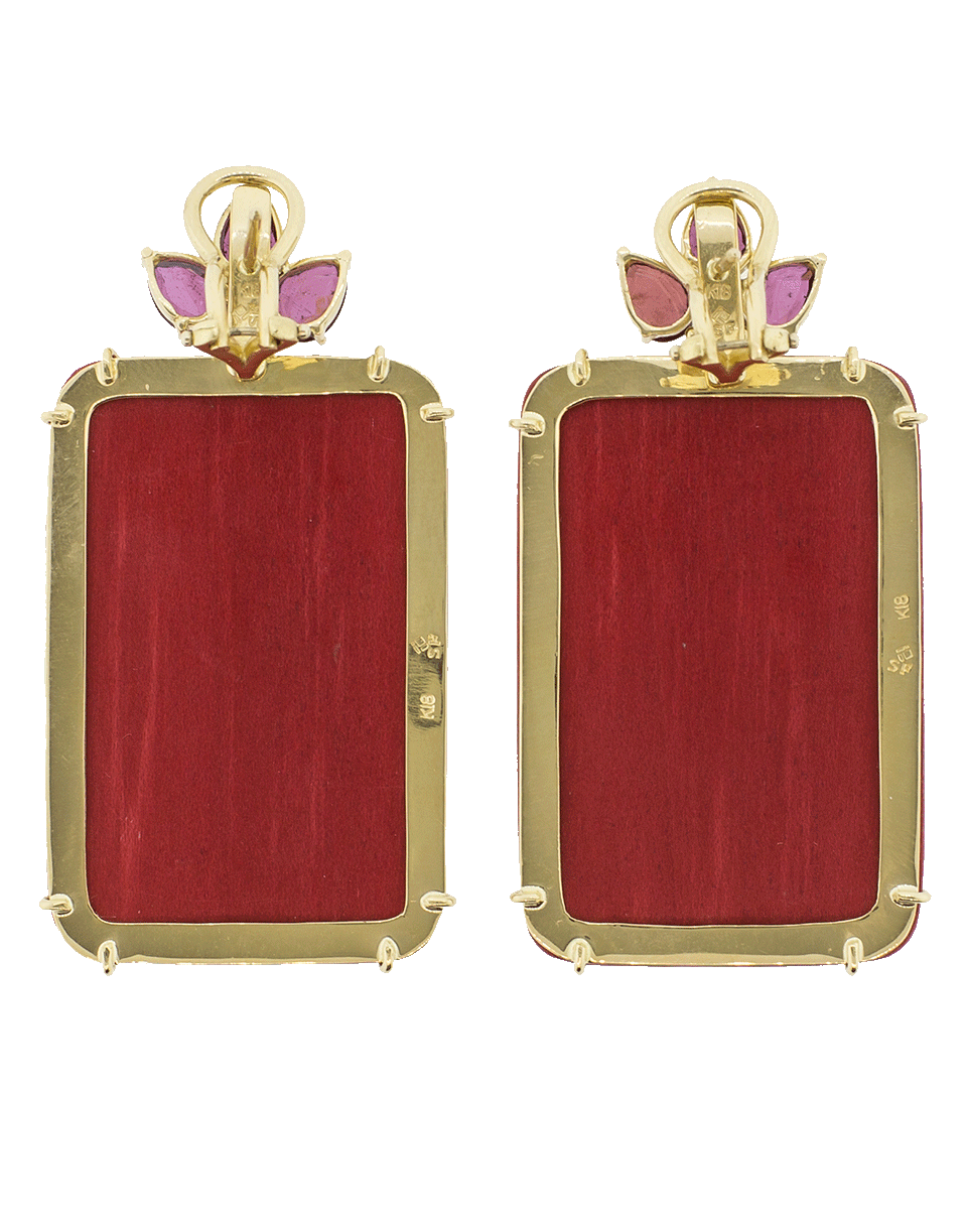 SILVIA FURMANOVICH-Marquetry Red Bird Earrings-YELLOW GOLD