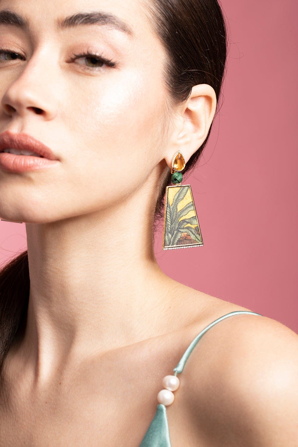 SILVIA FURMANOVICH-Miniature Painting Earrings-YELLOW GOLD