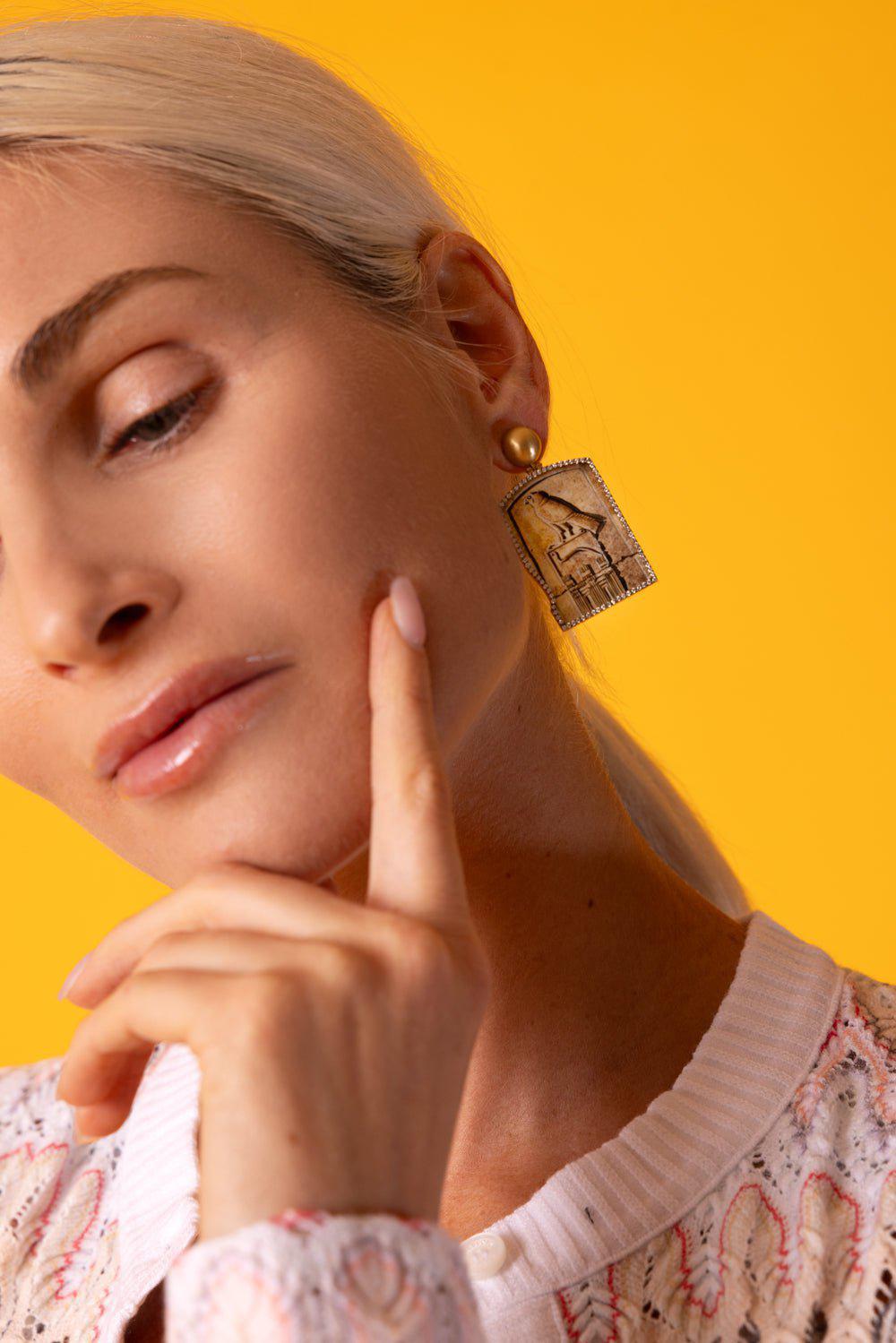 SILVIA FURMANOVICH-Miniature Painting Horus Earrings-YELLOW GOLD