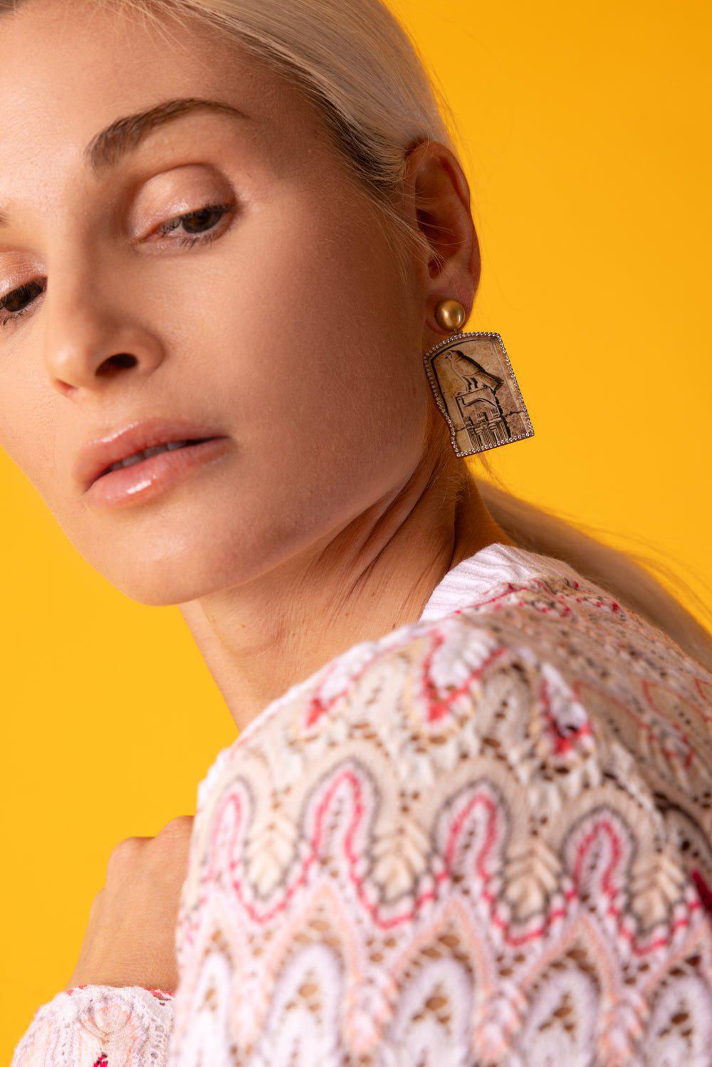 SILVIA FURMANOVICH-Miniature Painting Horus Earrings-YELLOW GOLD