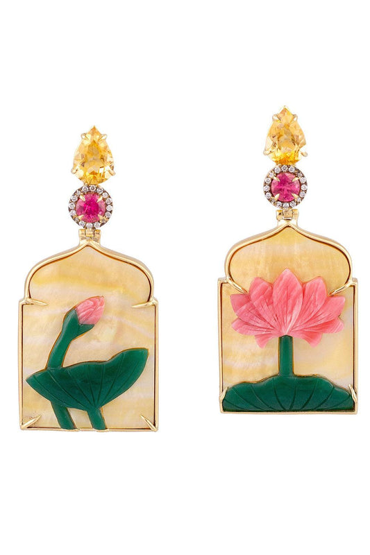 Pearl Aventurine Window Earrings-YELLOW GOLD-JEWELRYFINE JEWELEARRING-SILVIA FURMANOVICH