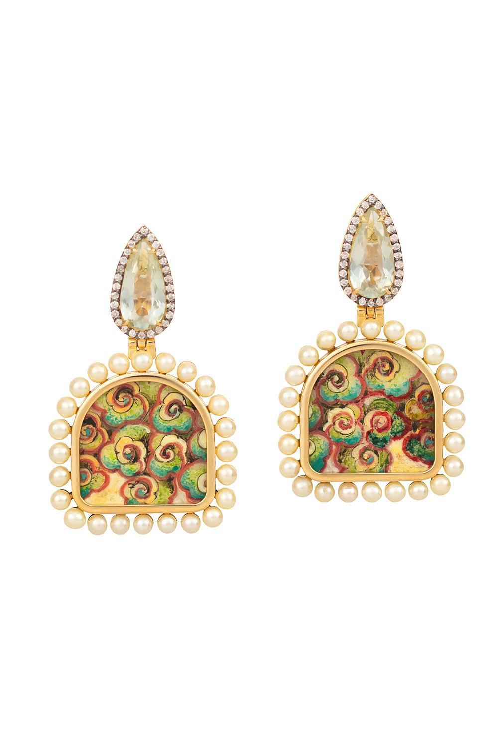 Prasiolite Diamond Mini Cloud Print Earrings-YELLOW GOLD-JEWELRYFINE JEWELEARRING-SILVIA FURMANOVICH